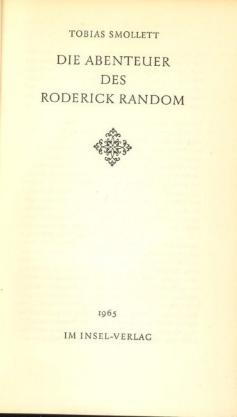 Die Abenteuer des Roderick Random. Nachwort von Joachim Krehayn