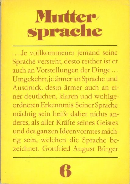 Muttersprache Lehrbuch für Klasse 6 Schulbuch DDR