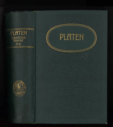 Platens sämtliche Werke in vier Bänden. 3.-4. Band. Cotta'sche Bibliothek der Weltliteratur (Fraktur)